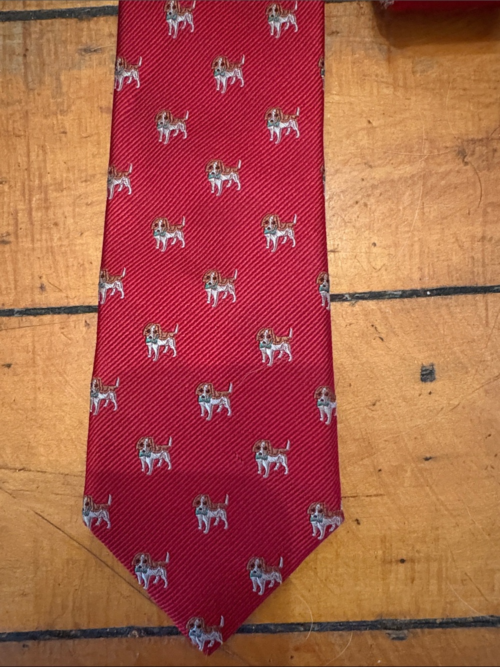 Ralph Lauren Monogram Red Dog Pattern Silk Tie